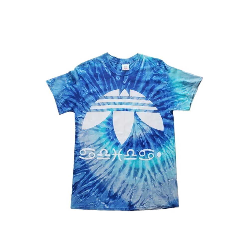 Rare Pizza slime X Adidas Trefoil Wingdings Tie Dye Graphic T-Shirt Men's Unisex